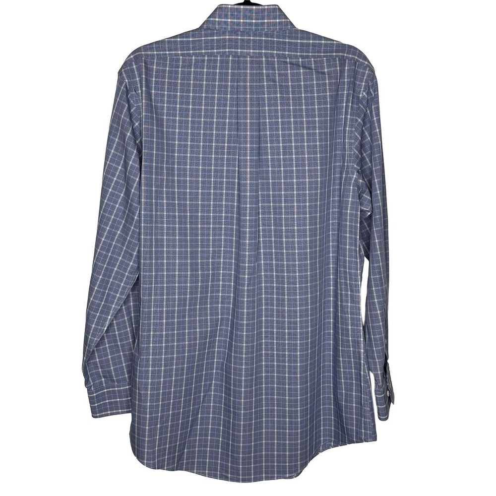 Brooks Brothers Dress Shirt 346 Non-Iron Slim Fit Blue Plaid Check Size 15 1/2 - Picture 3 of 8